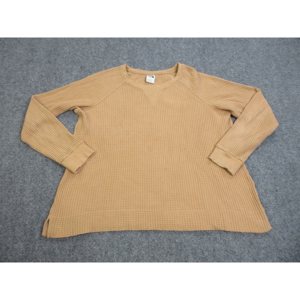 The North Face Sweater‎ Womens Large Beige Crewneck Thermal Waffle Knit Pullover
